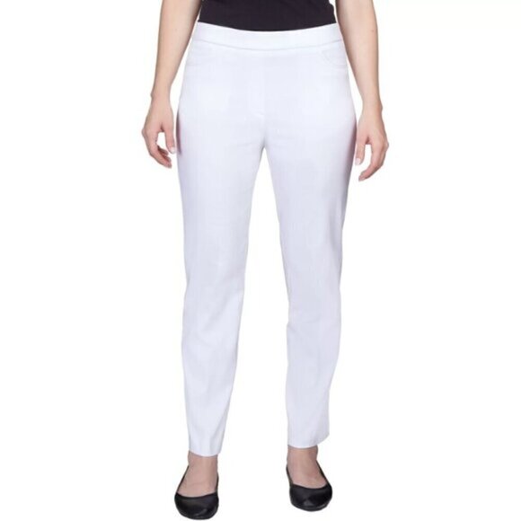 Alfred Dunner Petite Classic Allure White Dress Pants With Elastic Waist NWOT - Picture 2 of 5